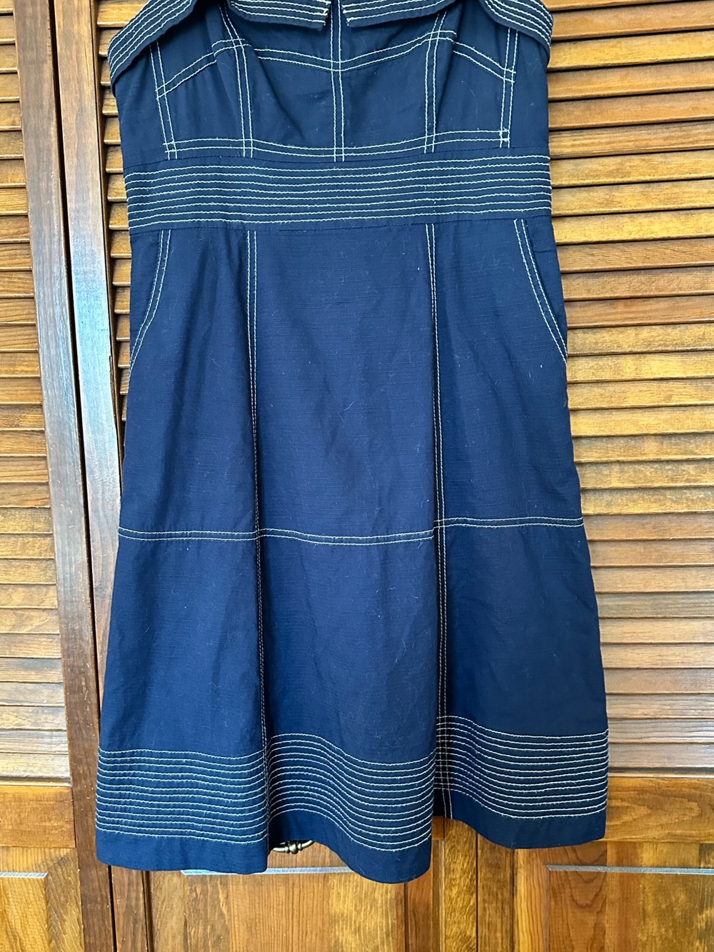 Anthropologie Maeve Navy Blue Sailor Retro Sundress with Contrast Stitching XS - Picture 5 of 11
